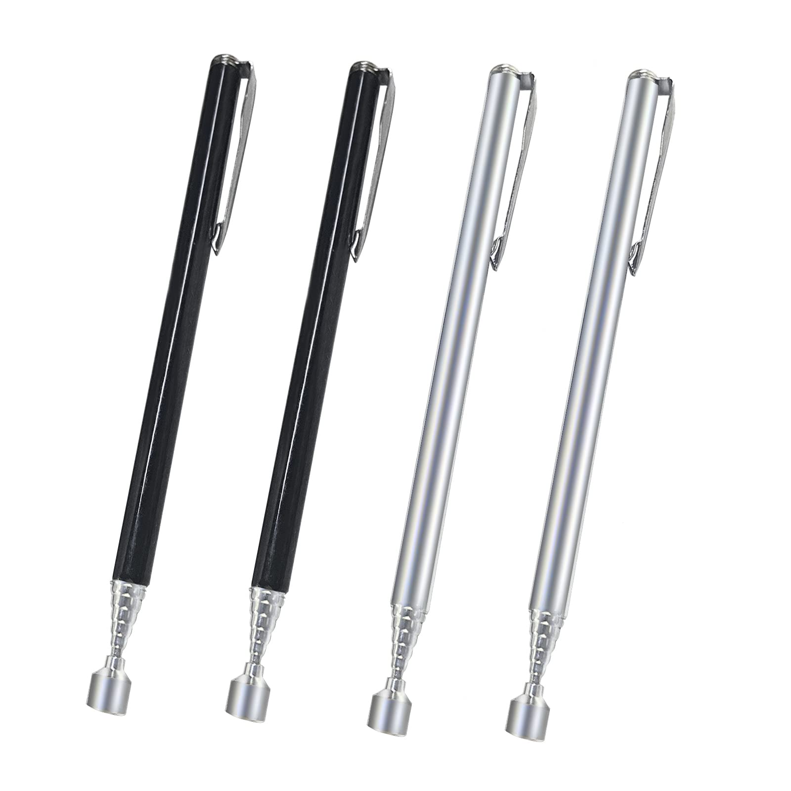 SyiXute 4 Pcs Telescopic Pick Up Tools Rod,2 LB Extendable Magnetic Handheld Stick Pen,Extending to 65cm,Stainless Steel Portable Magnetic Retrieval Pen with Clip for Pickup Screws Nuts