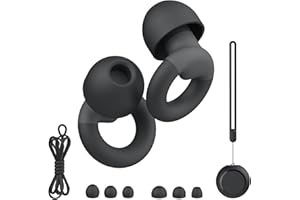 JUSTRVN Earplugs for Sleeping & Noise Reduction - Soft Silicone Earplugs with 7 Pairs Ear Tips & One Connection Cord, Hearing