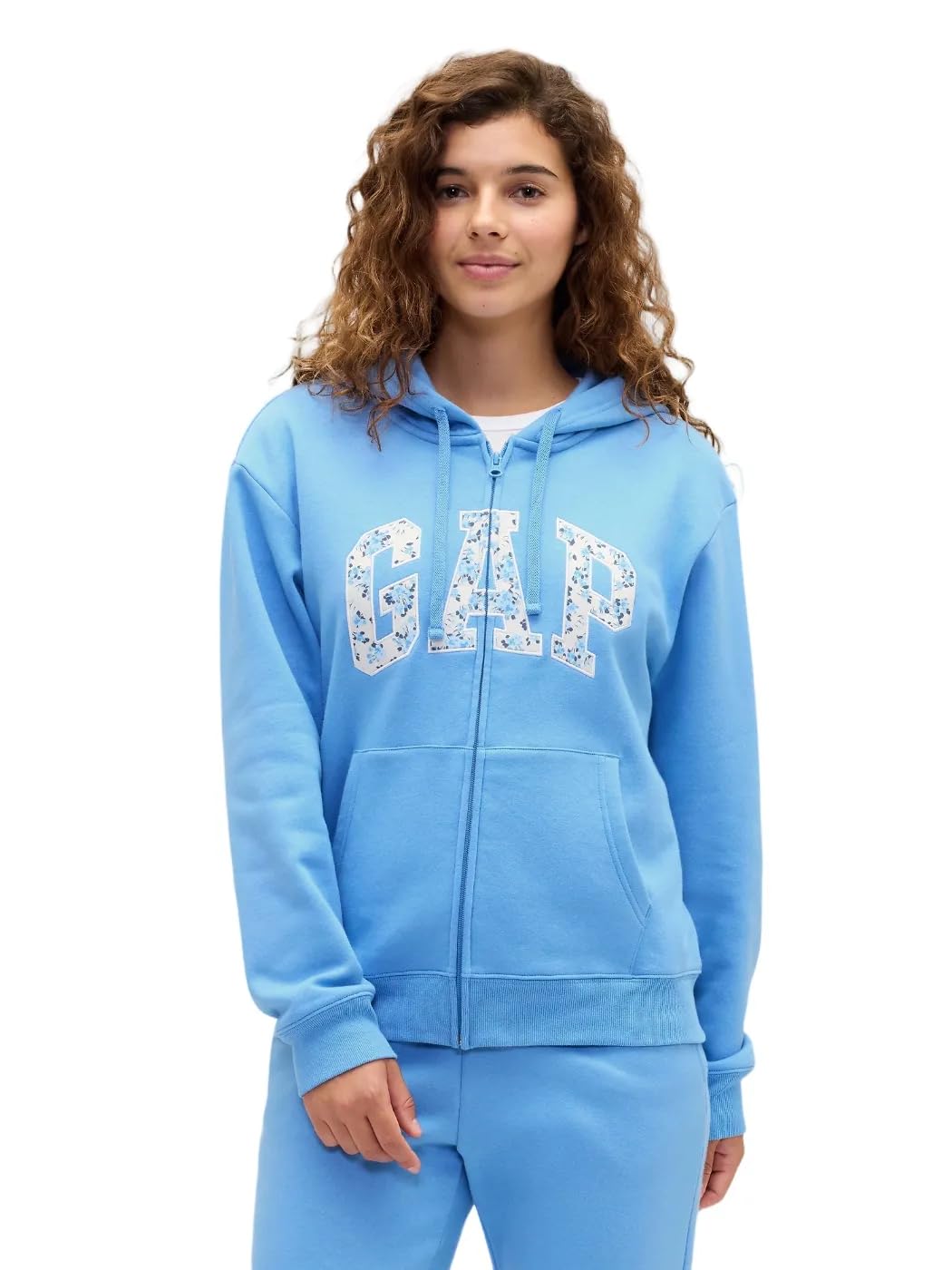 GAP womens Logo Hoodie Hooded Full Zip Sweatshirt Union Blue L Image