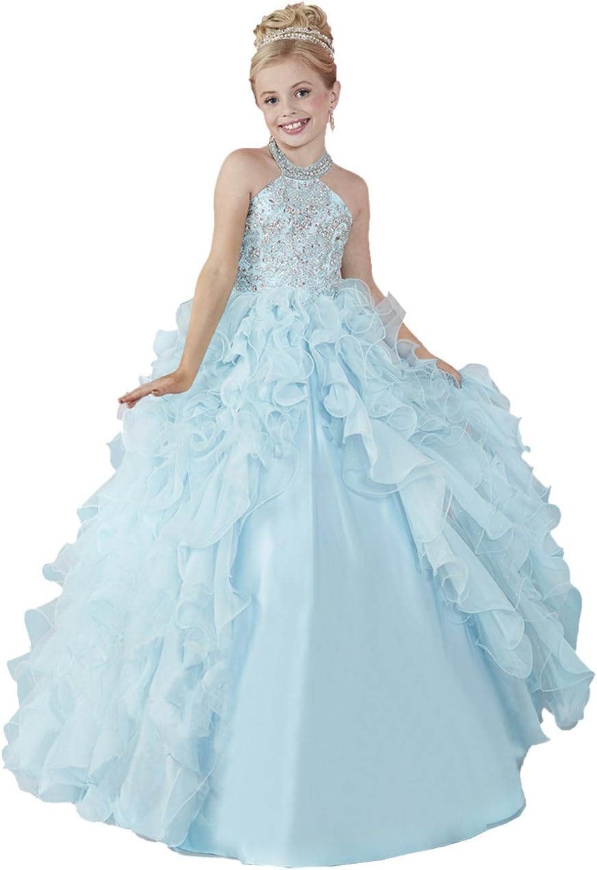 HuaMei Girls' Chiffon Halter Birthday Party Ball Gowns Kids Pageant Dresses