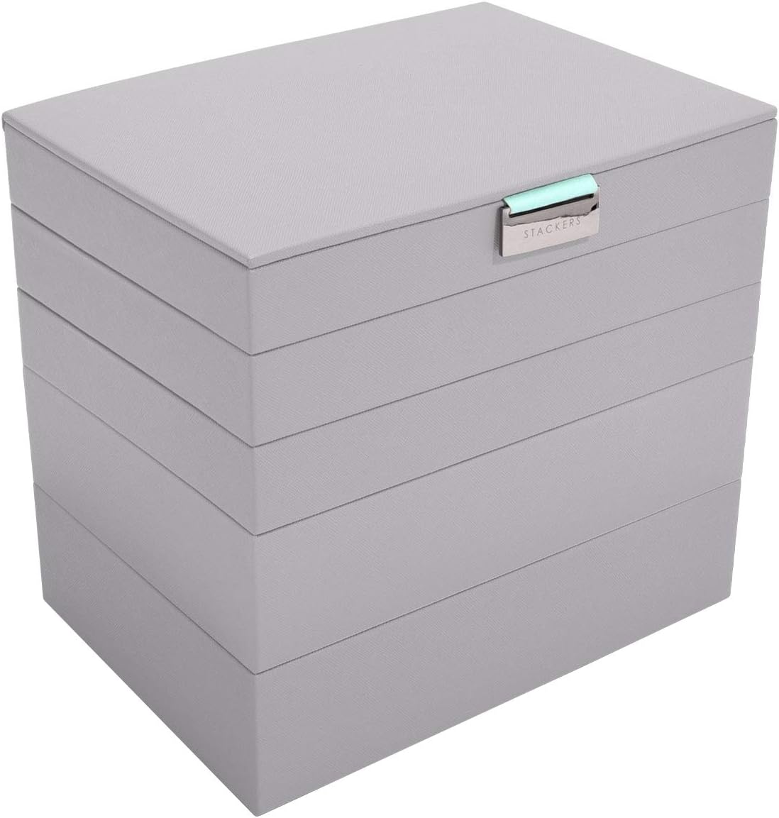 Stackers Dove Grey with Mint Green Classic Medium Jewellery Box, Set of 5, Dove Grey/Mint Green - Image 4