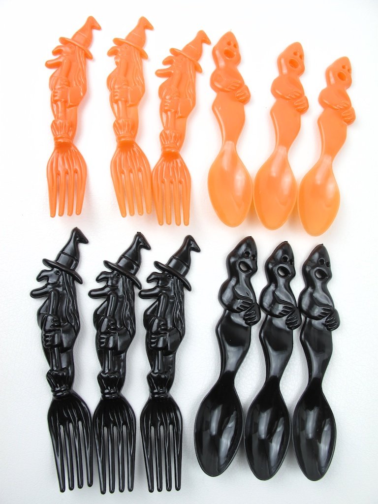 24 Pcs Halloween Party Plastic Flatware 12 Witch Forks 12