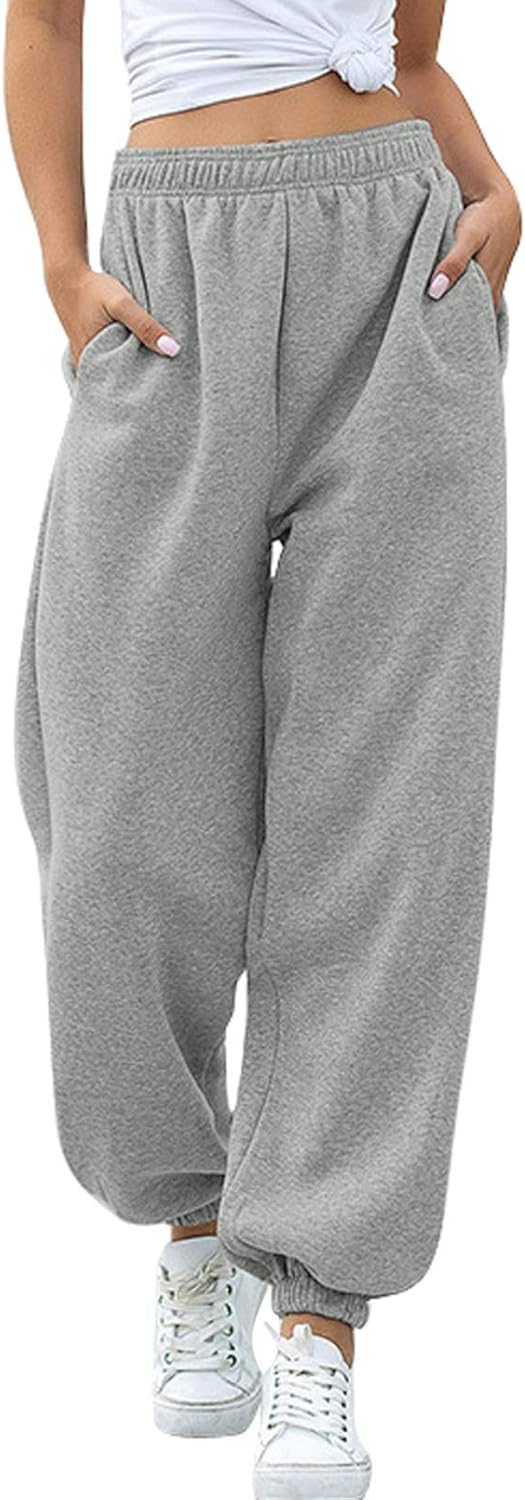 Happy Sailed Womens Lightweight Loose Active Workout Sweatpants Joggers Lounge Pants Sportswear with Pockets S-XXL: Clothing