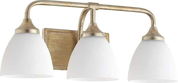 Quorum 5059-3-60 Contemporary Modern Three Light Vanity from Enclave Collection in Gold, Champ, Gld Leaf Finish,