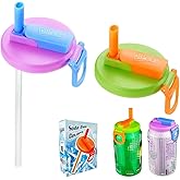 DIPESI 2 Color Soda Can Lids with Straw- Set of 2, Reusable pop can lids for Canned,BPA-Free Can Covers for Soda, Leak-Proof Design(Purple & Green)