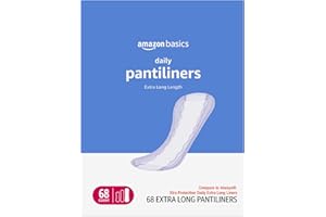 Amazon Basics Daily Pantiliner, Extra Long Length, Pads for Women, Unscented, 68 Count (Previously Solimo)