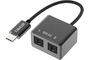 Cubilux USB C to Dual SPDIF Adapter [192KHz/24bit DAC] for MacBook Mac iMac, Laptop, Computer, PC, Type C to Double TOSLINK Optical Audio Splitter