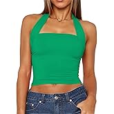 ForeFair Women Halter Neck Backless Crop Top Sexy Y2K Sleeveless Tank Top Open Back Slim Fit Tops