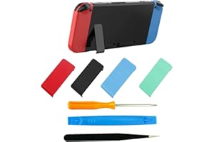 CTHTBZ 4PCS Replacement Kickstand Bracket Holder for Nintendo Switch, Soft Touch Plastic Back Kick Stand With Repair Tool Kit Part Compatible with Nintendo Switch Console (Red-Blue-White-Green)