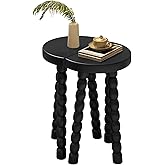 LitaEther Wooden Bobbin Side Table - Plant Stand - Half Round Table - Wooden Accent Stool- Minimalist Decorative Table for Be