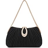 Oweisong Black Clutch Purses for Women Formal Gold Evening Bag Satin Dress Handbag for Wedding Party
