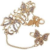 CZ Butterfly Ring Bracelet for Women Dainty Slave Hand Chain Harness Bangle Boho Gypsy Bollywood Wedding Cosplay Retro Party Y2K Jewelry 1 Piece