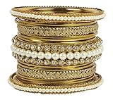 MUCH-MORE Ethnic Traditional Indian Bollywood Style Antique Gold Plated Polki Bangle Jewelry For Women (44, 2.8)
