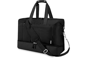ETRONIK Weekender Bag with 15.6" Laptop Compartment, Travel Duffle Bag with Shoe Compartment & Wet Pocket, Carry On Overnight Bag with Toiletry Bag for Women, Gym Tote Bag Hospital Bag, Black