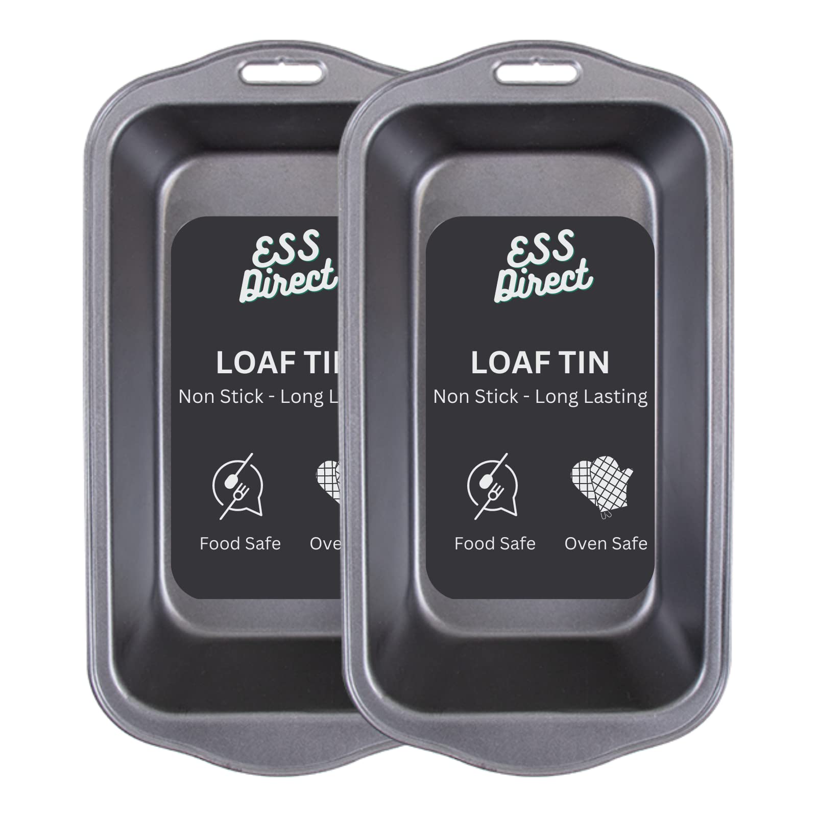 ESS DIRECT 2 Pack Loaf Tins for Baking 2 PCs Set - Nonstick Bread Tins 2lb - Premium Quality Teflon Coating - Bread Pans for Breads, Cakes, Loafs, and Banana Bread Baking Bread & Tin