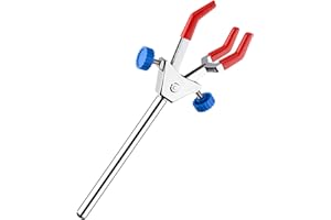 stonylab 3 Prong Dual Adjustable Clamp, Sturdy 3 Prong Multipurpose Swivel Clamp Finger Style Lab Extension Clamp Lab Accesso