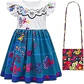 COTRIO Girls Princess Costume with Bag Kids Halloween Dress Up Toddlers Birthday Outfits Party Dresses Role Play Clothes