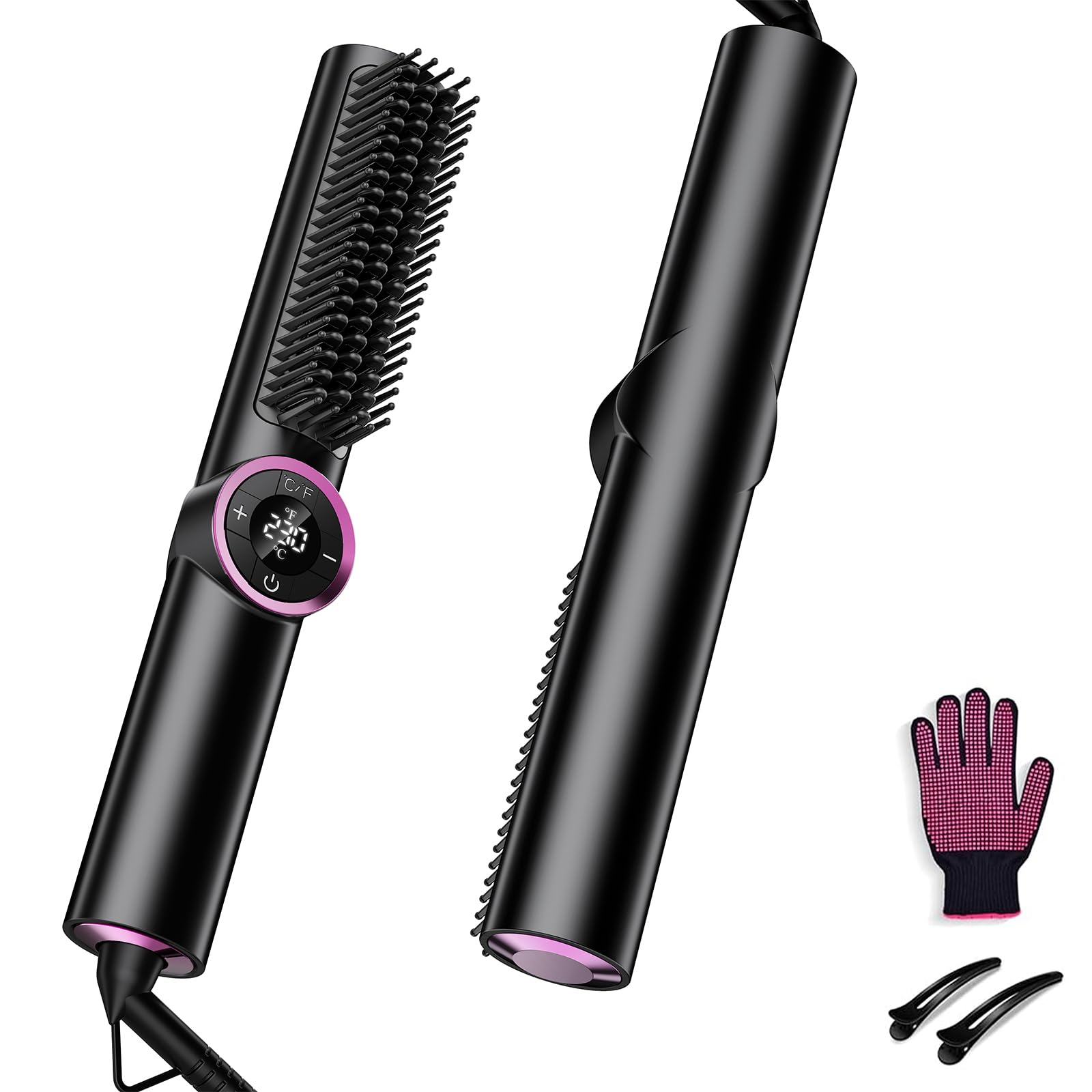 Photo 1 of Hair Straightener Brush: Ionic Hair Straighteners for Women with 15 Temps, Straightening Brush Fast Heating with LED Display & Dual Voltage