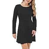 Aphratti Women's Long Sleeve Black Dress Casual Fall A-line Mini Dresses