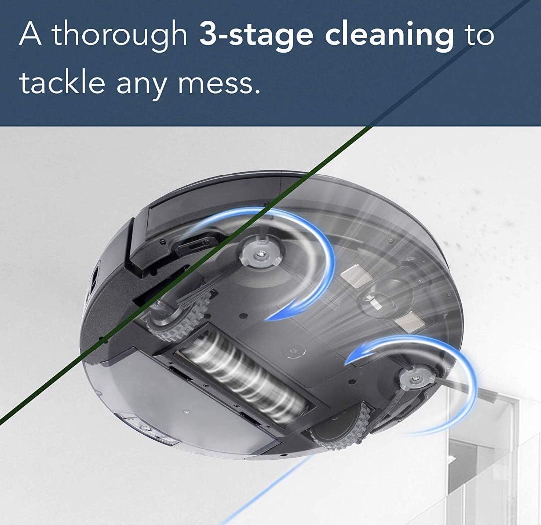 Ecovacs DEEBOT 500 Robot Vacuum Cleaner with Max Power Suction, Up to 110 min Runtime, Hard Floors and Carpets, Pet Hair, App Controls, Self-Charging, Quiet, Large, Black -