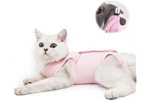 YEAPEETO Cat Professional Recovery Suit for Abdominal Wounds and Skin Diseases, E-Collar Alternative for Cats and Dogs, After Surgey Wear Anti Licking, Recommended by Vets（Pink,M