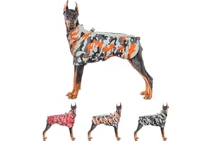 IDOMIK Warm Dog Coats with Harness, Waterproof Dog Jacket for Small Medium Large Dogs, Fleece Lined Dog Winter Snowsuit Coat, High Collar Dog Winter Jacket Vest Clothes for Cold Weather,CamoOrange,2XL