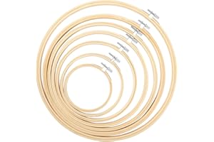 Caydo 7 Pieces 7 Sizes Embroidery Hoops Set 4 inch to 12 inch Circle Cross Stitch Hoop Rings for Craft Sewing and Christmas Ornaments