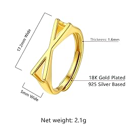 SILVERCUTE Statement Initial X Ring Gold Plated