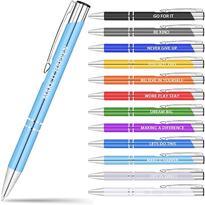 AUAUY 12 Pcs Funny Retractable Ballpoint Pens with Motivational Messages