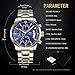 KASHIDUN Men's Watches Luxury Sports Casual Quartz Wristwatches Waterproof Chronograph Calendar Date Stainless Steel Band Blue Color
