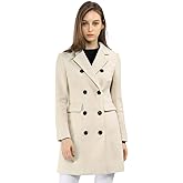 Allegra K Women's Winter Coat Elegant Notched Lapel Double Breasted Trench Coat