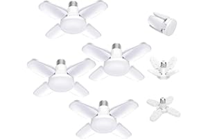 TUODAW 4Pack LED Garage Light Bulb,Mini 50W LED Garage Ceiling Lights 4 Adjustable Panels,5000Lumen Garage LED Light Bulb,E26