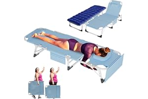 ABORON 3 in 1 Sun Tanning Chair Oversized with Mat&Face Arm Hole, Heavy Duty Folding Chaise Lounge Chairs, 5-Position Outdoor Lounge Chair/Pillow, for Beach, Pool, Lawn, Yard, Patio