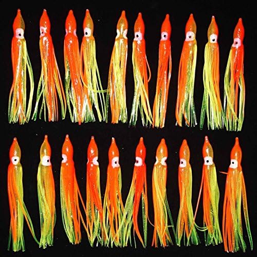 20 Orange/Yellow 4.75" Hoochie Squid Skirt Octopus Saltwater Fishing Lure