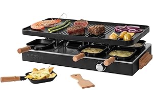 Boska Raclette Party – Tabletop Grill Set for 8 People – PFAS-Free – Ceramic Grill Plate – Beechwood Handles – Reversible Alu
