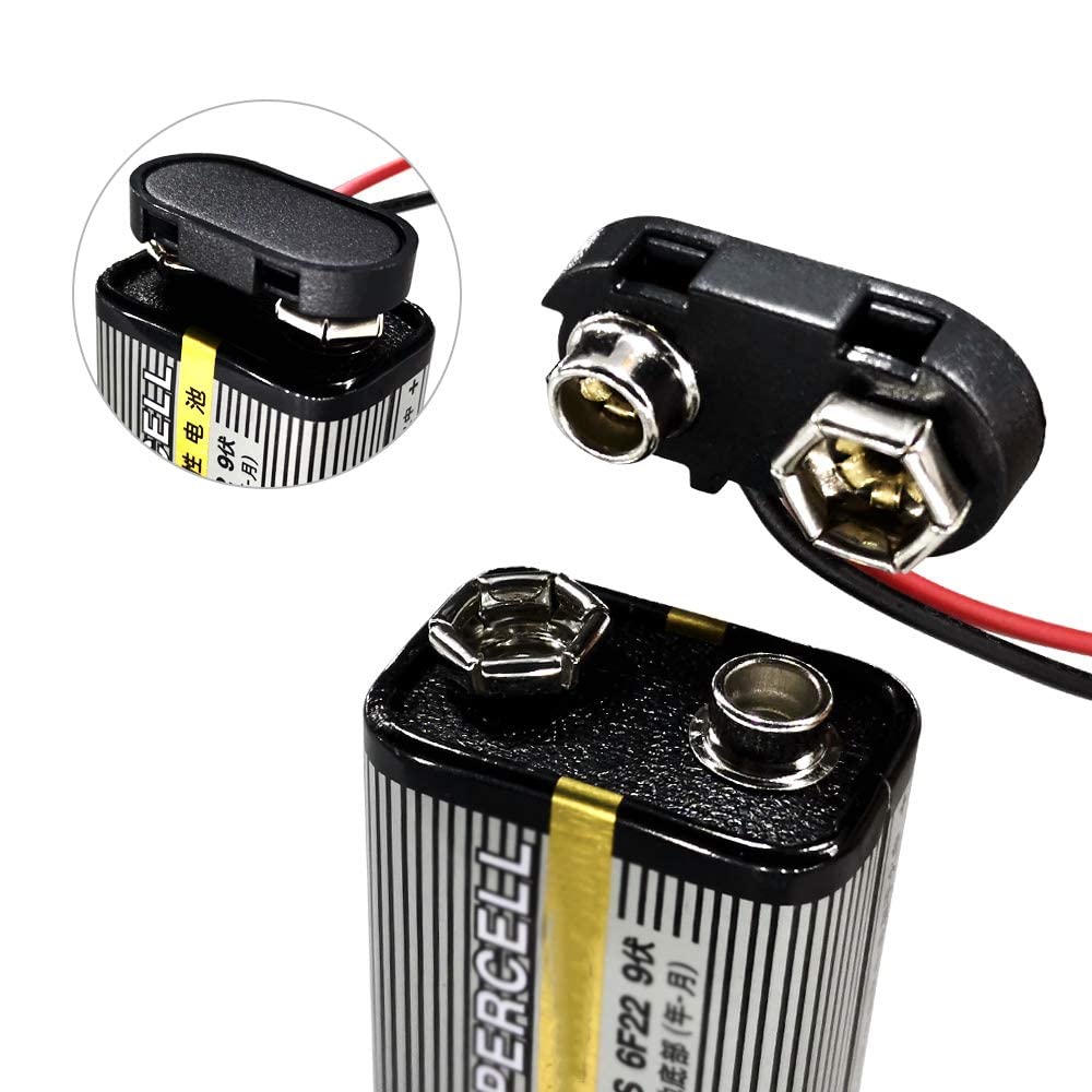 9V Battery Connector,10 PCS T-Type 9 Volt Buckle Connector Hard Plastic Shell Used in Student Experiment,or Other Equipment with Battery