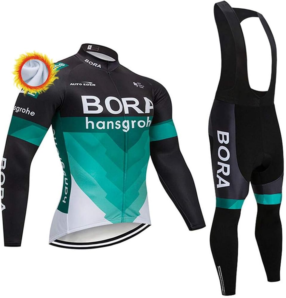 UGLY FROG Herren Fahrradtrikot Winter Set - Langarm Mit Fleece Und 3D Sitzpolster