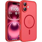 TOCOL Magnetic for 16 Red Case, Upgraded Full Camera Protection, Compatible with Magsafe, Drop Protection, Translucent Matte Back Bumper Phone Cover 6.1-Inch (Red)