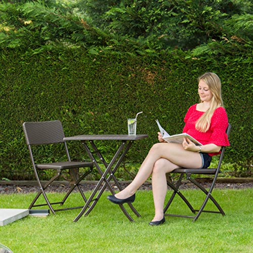 Relaxdays Klappstuhl BASTIAN, Gartenstuhl klappbar HBT 82 x 44 x 50 cm, Balkonstuhl, Rattan-Optik, schwarz (1er Pack) – Bild 4