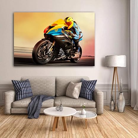 Amazon Co Jp キャンバス絵画1000rrオートバイバイカーヘルメットスーパーバイクレースポスターとプリントリビングホームデコレーション用シルクウォールアート 50x70cmフレームなし ホーム キッチン
