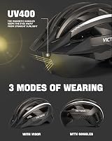 Victgoal Bike Helmet with Magnetic Goggles Visor LED Light XXL 59-63 cm view 2