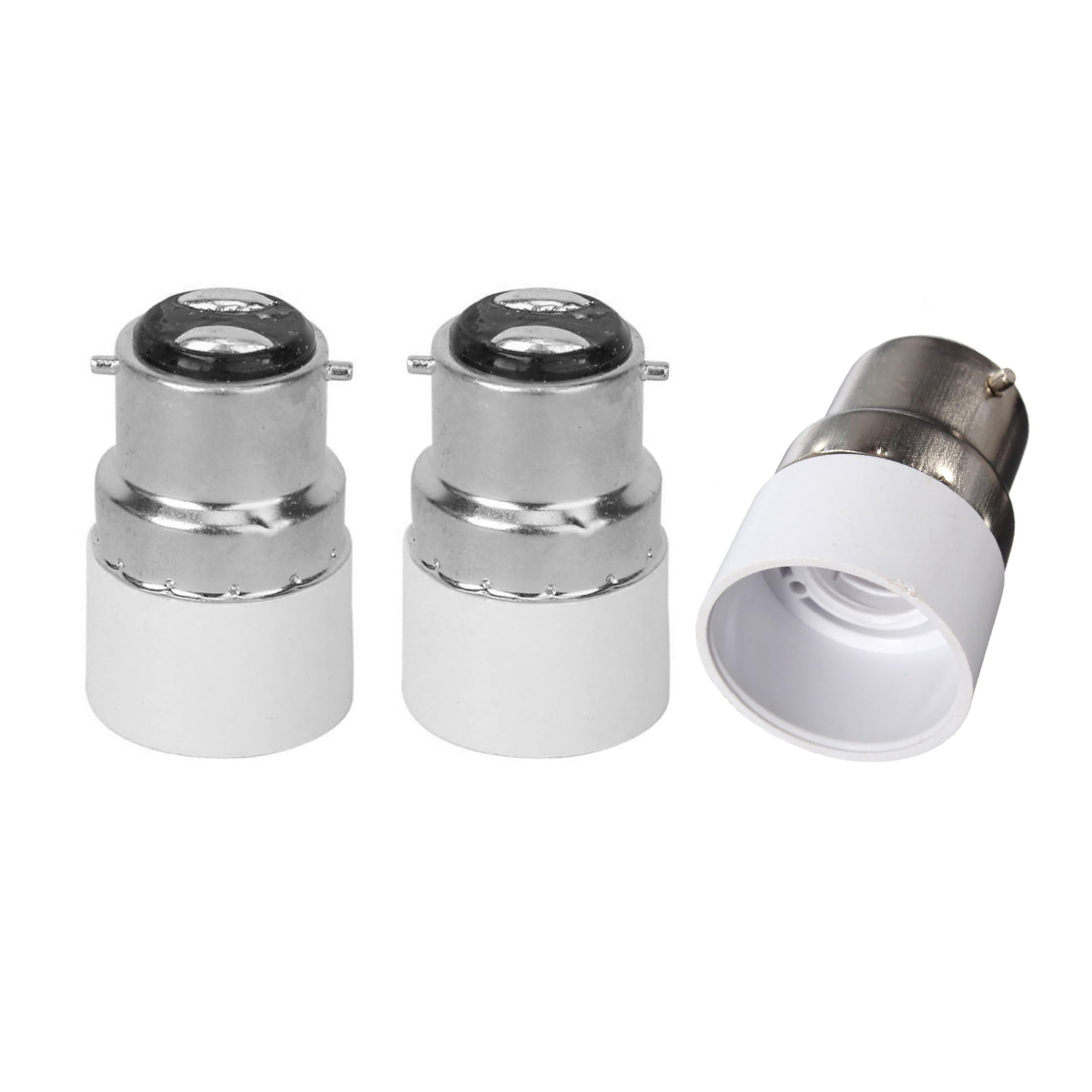 FINELED 3-Pack B22 to E14 Light Adapter Socket Base Converter,BC Cap B22 To E14 ES Edison Screw Light Bulb Lamp Base Socket Converter Extender Adaptor Holder Fitting