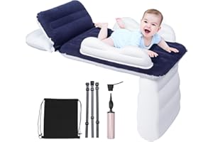 BAOZMINAN Inflatable Toddler Travel Bed,Portable Airplane Bed for Toddler,Kids Travel Bed,Toddler Air Mattress with Manual Inflatable Pump and Seat Belt