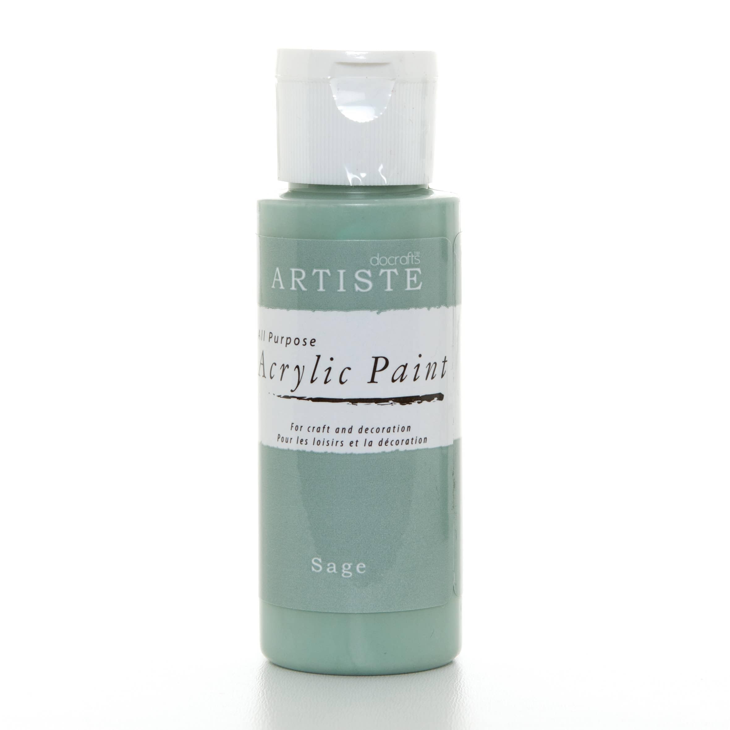 Artiste Acrylic Paint 59ml 2Oz Sage, Quick-Drying Professional Art, Craft and Hobby Artists Paint, Vibrant Colour, Water-Based Paints Cover All Surfaces with Ease, Ideal for Travel Artists
