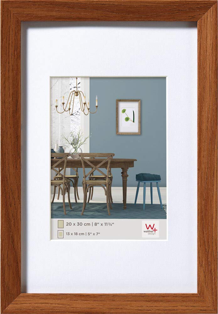 walther Design Picture Frame Dark Oak 13 x 18 cm with PassepArtout, Fiorito Wooden Frame EF318P