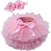 Tutu.kk Toddler Tutu Skirt for Baby Girl with Diaper Cover, Soft Baby Tutu Dress 0-36 Months with Flower Headband