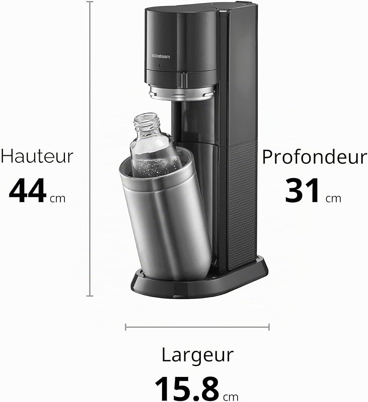 DUO Machine à Soda | 2 Bouteilles + 2 Verre + Cylindre | Noire