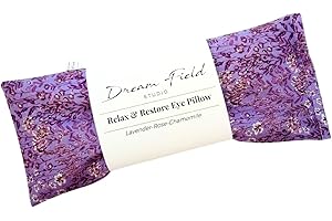 DREAM FIELD STUDIO Handcrafted Lavender Eye Pillow – Organic Aromatherapy, Weighted Flaxseed Design, Warm or Cool Use | Violet Watercolor Floral