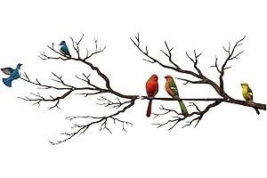 ESTART Metal Birds Wall Decor Vivid Birds on Ast Silhouette Wall Decor Outdoor Wall Sculpture Hanging Sculpture for Home Balc