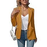 Yxbsalal Women's Blazers Business Casual Padded Shoulder Blazer - Long Sleeve Slim Fit Work Office Suit Jackets with Pockets Coffee XL